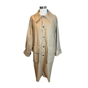 LIMO Trench Coat S Beige Waxed Canvas Linen Oversized Made in Spain